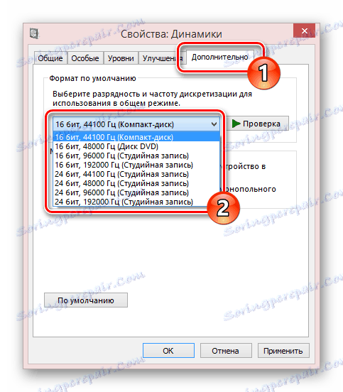 Změňte výchozí formát ve vlastnostech zvuku
