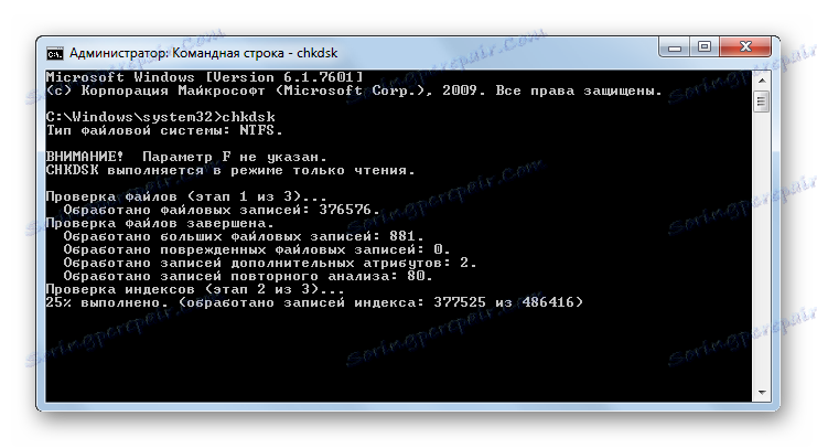 Postopek za preverjanje diska za napake prek vmesnika ukazne vrstice v operacijskem sistemu Windows 7