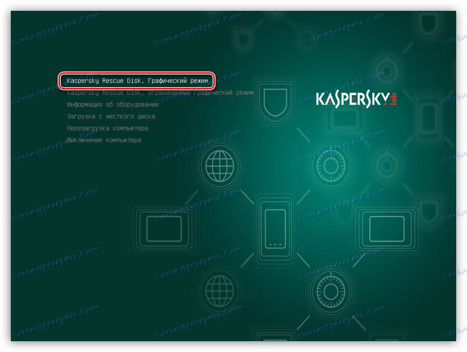 Spusťte Kaspersky Rescue Disk v grafickém režimu z bootovací jednotky flash