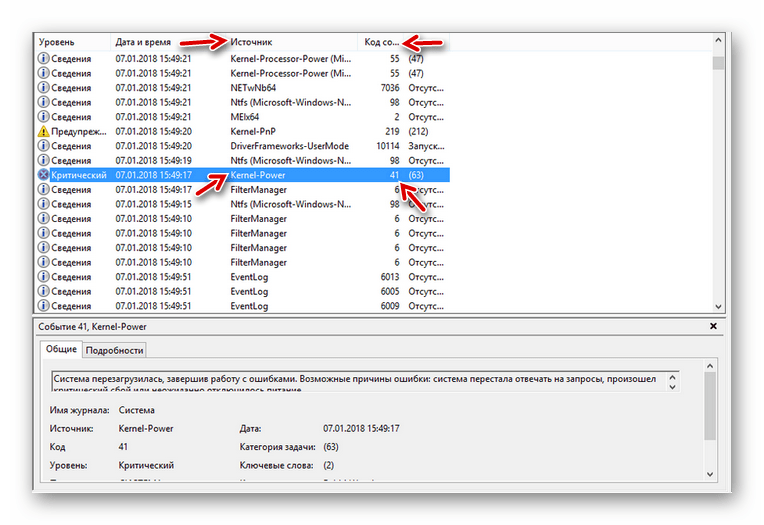 Kernel power 41 причины ошибки windows 7