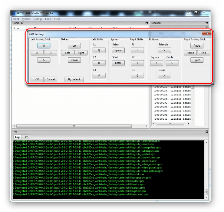 Настройки за управление на емулатор на PS3 за Windows 7