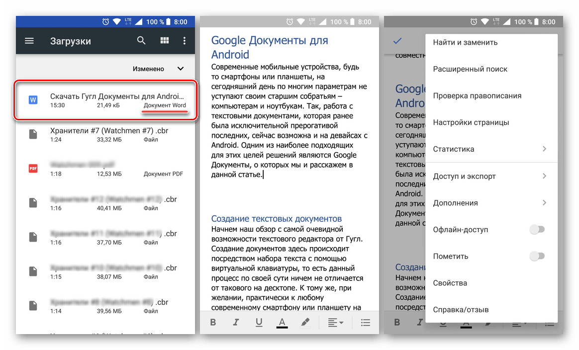 Zgodność z Microsoft Word w Dokumentach Google na Androida