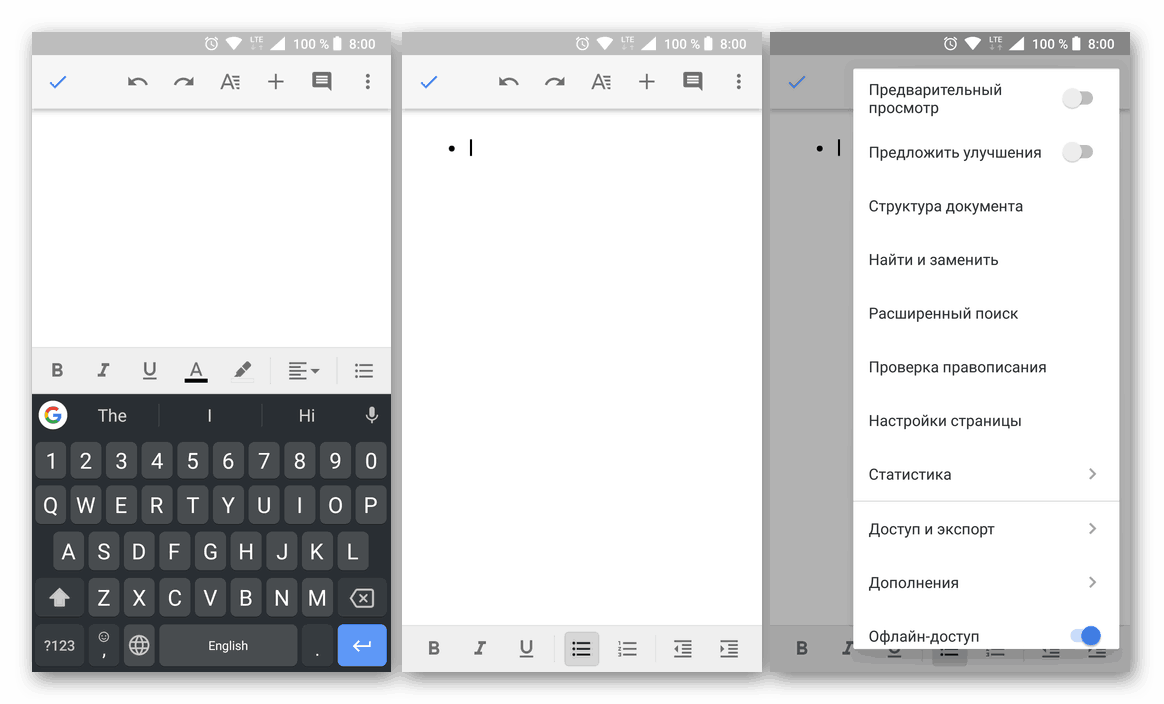 Tworzenie dokumentów tekstowych w Dokumentach Google na Androida