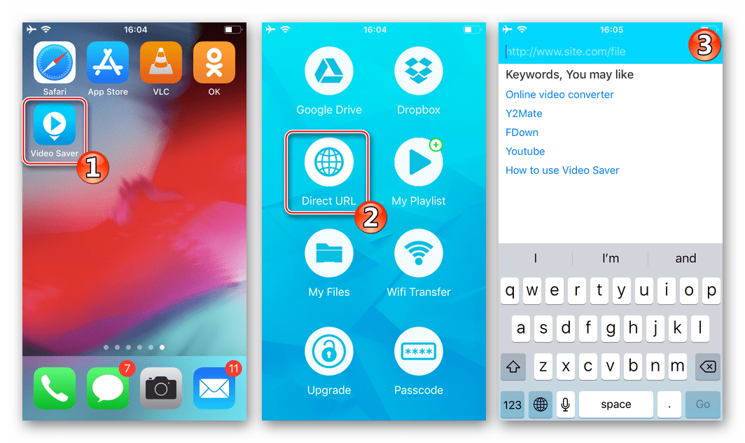 Video Saver PRO + Cloud Drive zaženete aplikacijo, pojdite v brskalnik, da prenesete video posnetke iz Odnoklassnikov na iPhone