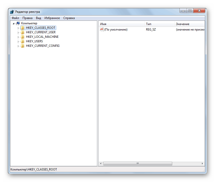Редактор на системния регистър в Windows 7