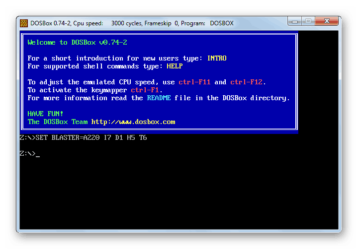 Interfejs emulatora DosBox w Windows 7