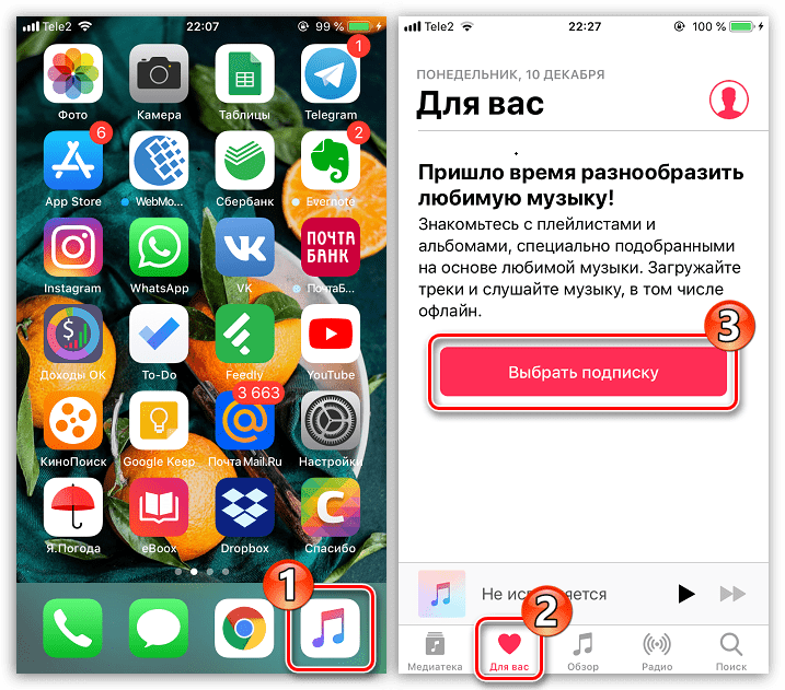 Вибір підписки в Apple Music на iPhone