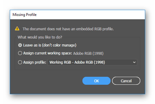 Izbira profila CDR v programu Adobe Illustrator