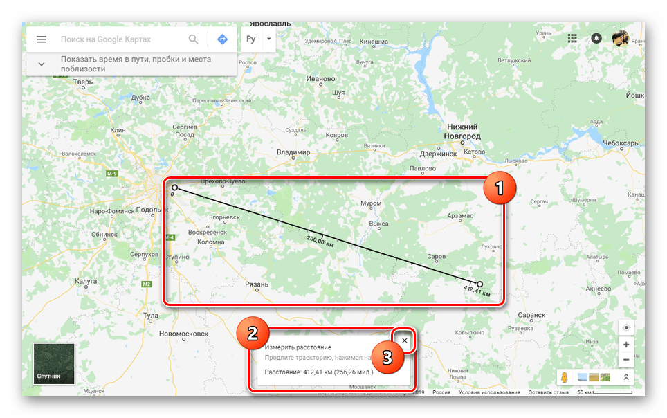 Гугл карта линейка расстояний