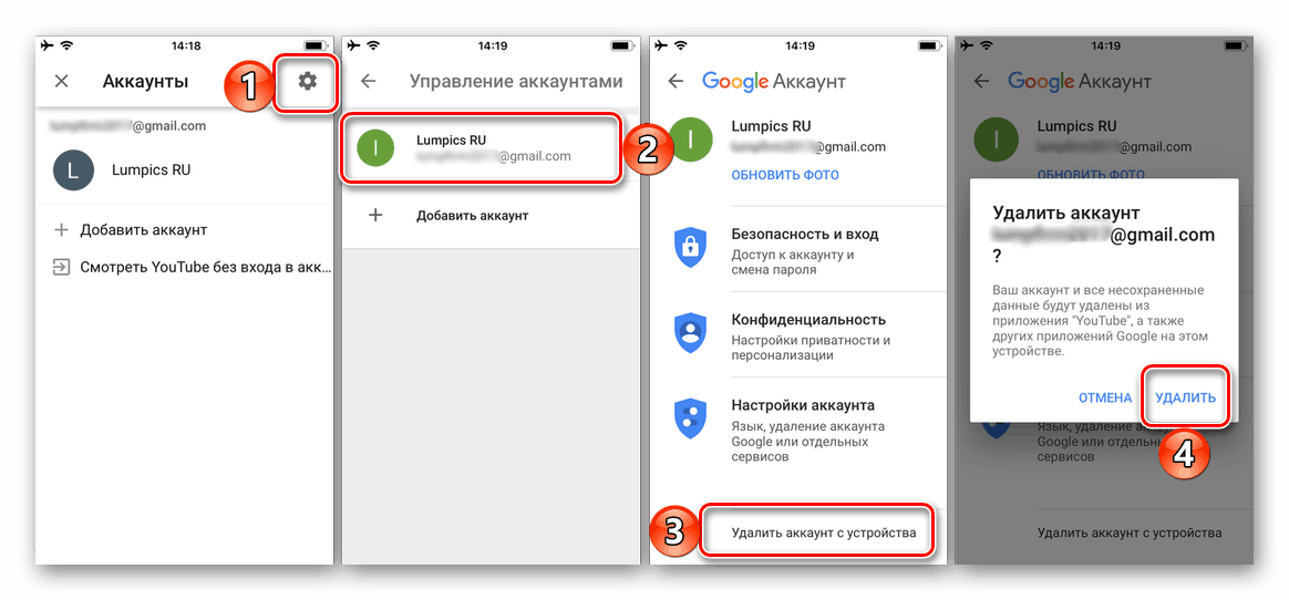 Изтрийте напълно профила си в Google в YouTube за мобилни приложения на YouTube