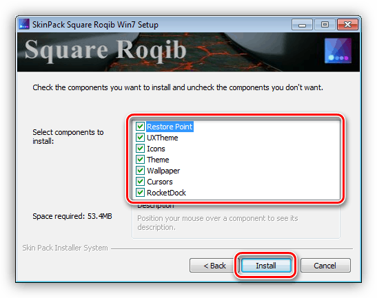انتخاب عناصر رابط برای تغییر در هنگام نصب SkinPack برای ویندوز 7