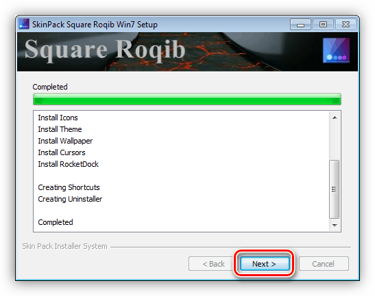 پایان نصب SkinPack برای ویندوز 7