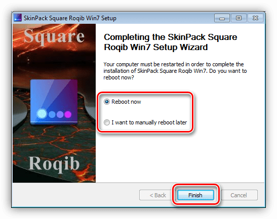 راه اندازی مجدد کامپیوتر بعد از نصب SkinPack در ویندوز 7