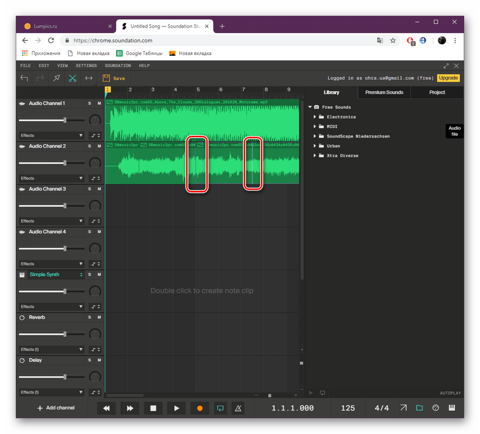 Orezanie stopy na stránke Soundation.
