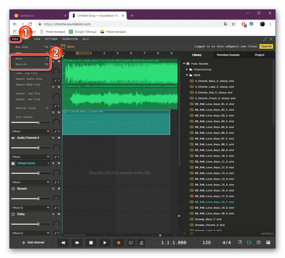 Prejdite na položku Uložiť do zvuku