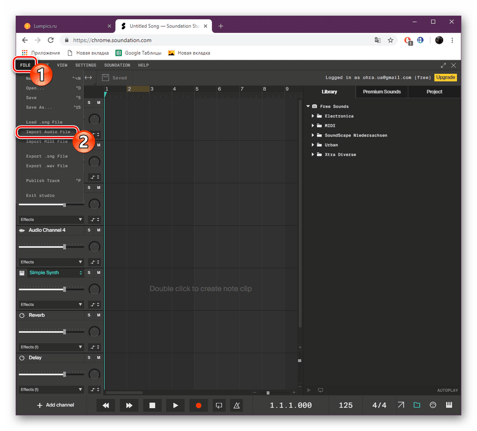 Importovať súbor na lokalitu Soundation