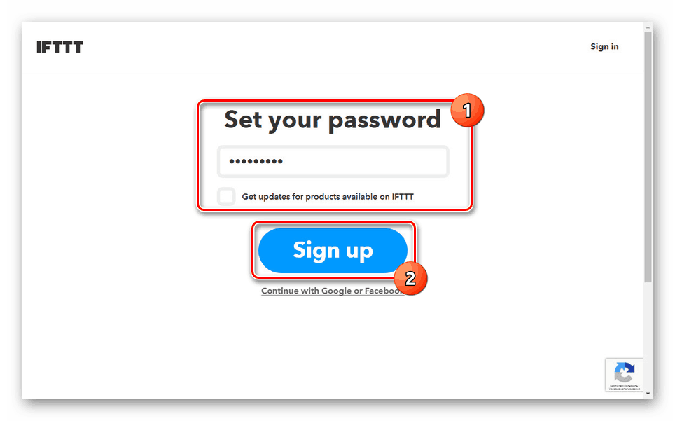 إكمال التسجيل على موقع IFTTT الإلكتروني
