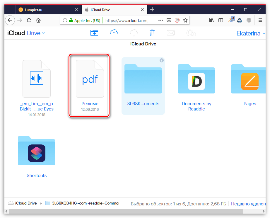 Proces načítania dokumentu na webovej stránke iCloud