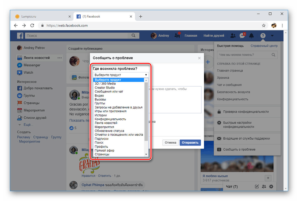 Odabir problematičnog proizvoda na Facebooku