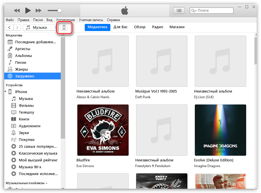 Ovládacie menu pre iPhone v službe iTunes