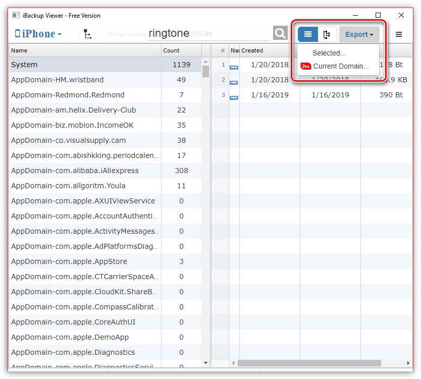 Exportovanie vyzváňacích tónov do počítača z aplikácie iBackup Viewer