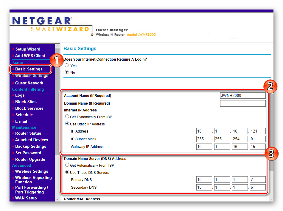 Osnovne žične nastavitve za usmerjevalnike NETGEAR