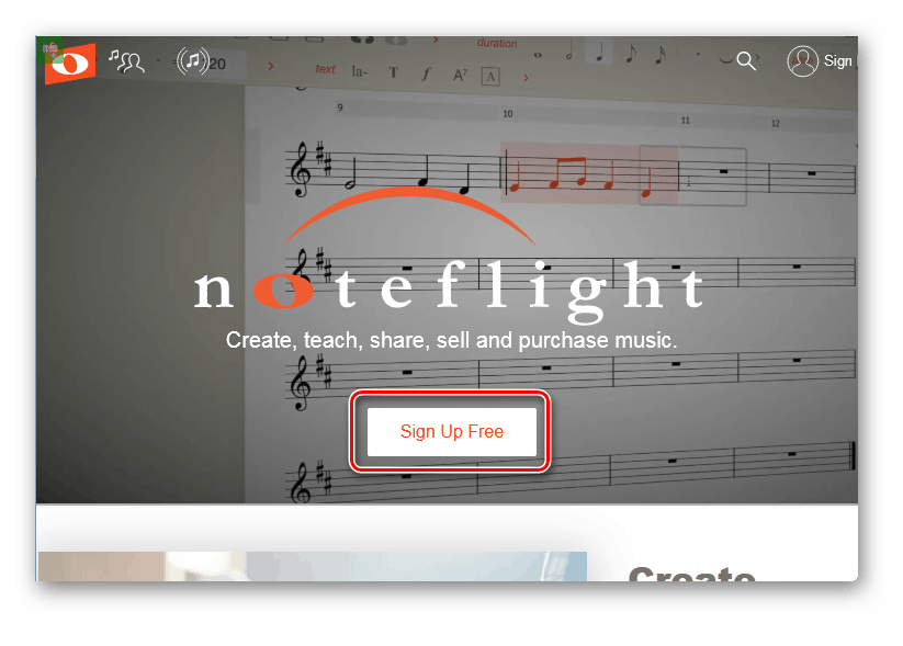 Перехід до реєстрації на сайті онлайн-сервісу NoteFlight