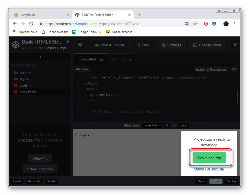 Stiahnite si projekt služby CodePen