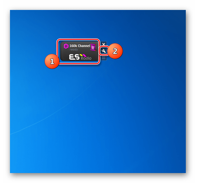 Pojdite na nastavitve pripomočka ES-Radio na namizju v sistemu Windows 7