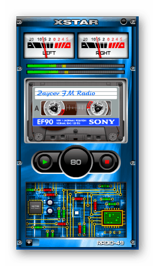 Predvajanje izbrane radijske postaje v vmesniku pripomočka XIRadio Gadget v operacijskem sistemu Windows 7