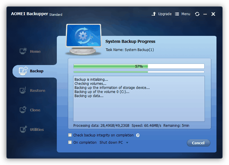 Възстановяване на системата с AOMEI Backupper Standard