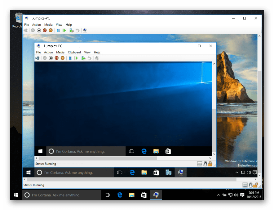 Пример за функция Hyper-V в Windows 10 Education