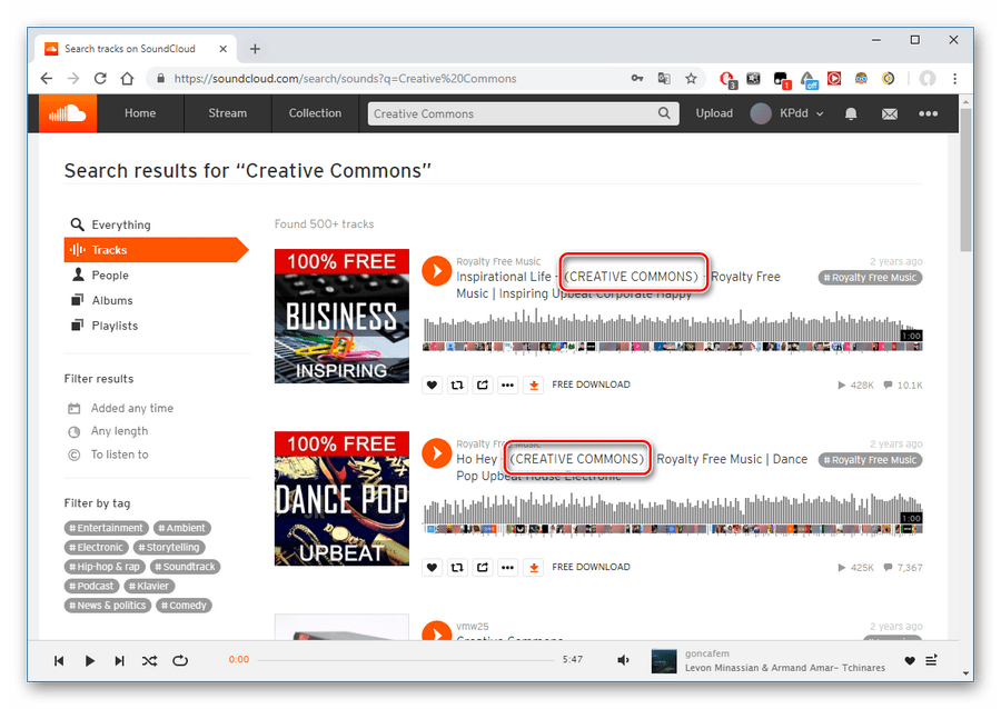 Creative Commons označen na SoundCloud