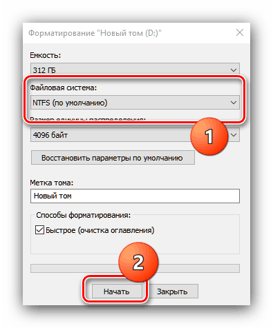 Formátovanie disku v systéme súborov NTFS na riešenie problémov s rozšírením zväzku v systéme Windows 10