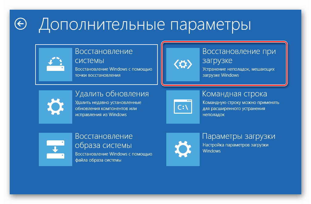 Vraćanje gumba prilikom učitavanja dodatnih Windows 10 opcija u prozor