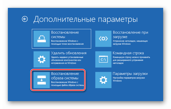 الانتقال إلى استرداد صورة أرشيف النظام عند تحميل نظام التشغيل Windows 10
