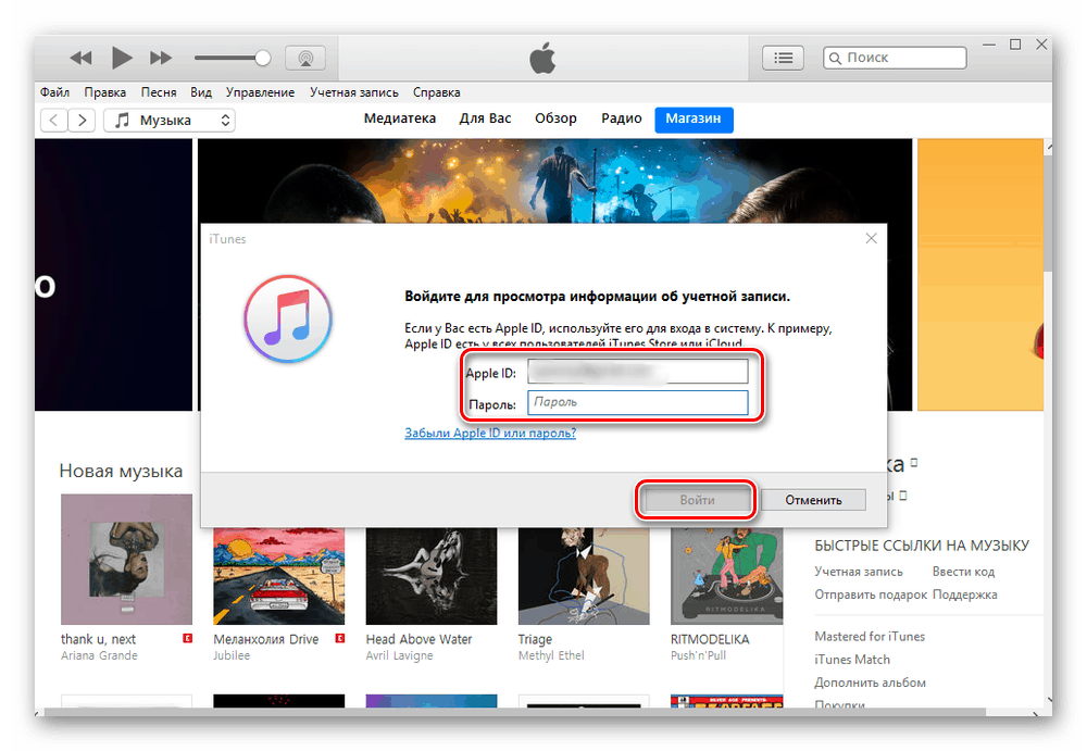 Vnos podatkov iz Apple ID-ja v iTunes na vašem računalniku