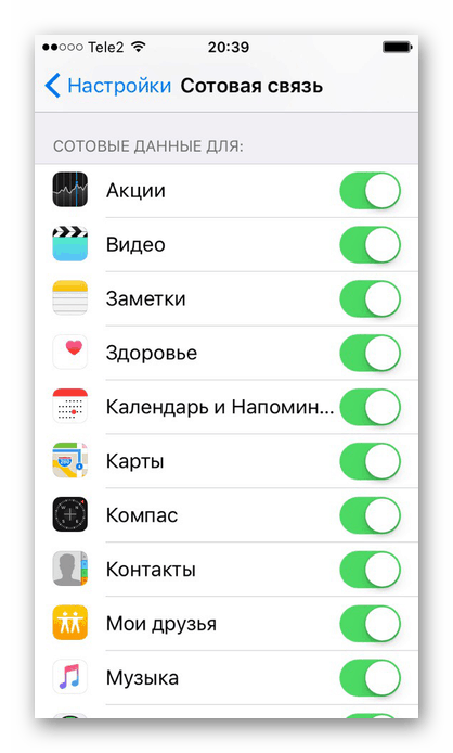 Деактивиране на преноса на клетъчни данни за определени приложения на iPhone