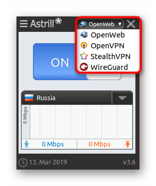 Вибір використовується технології Astrill в Ubuntu