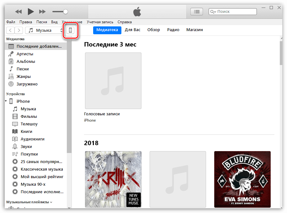 IPhone kontrola izbornik u iTunes