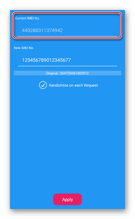 Oglejte si IMEI kodo v aplikaciji IMEI Changer