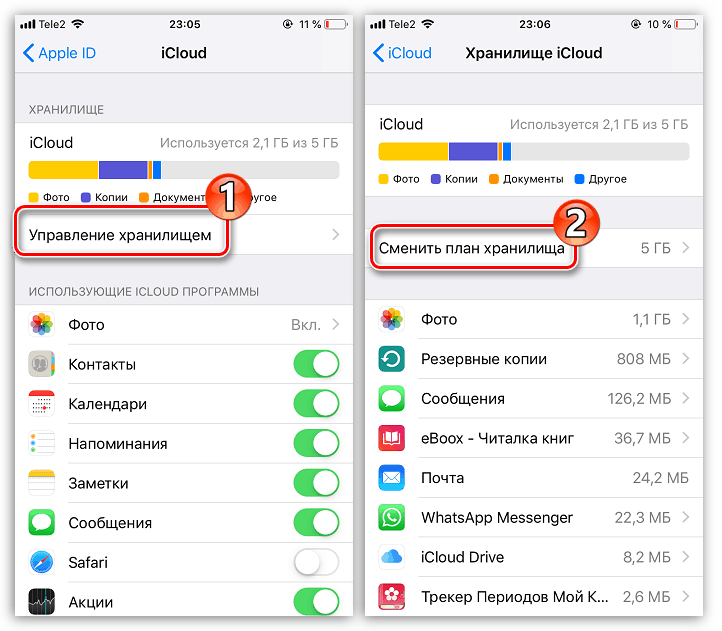 Зміна тарифного плану сховища iCloud на iPhone