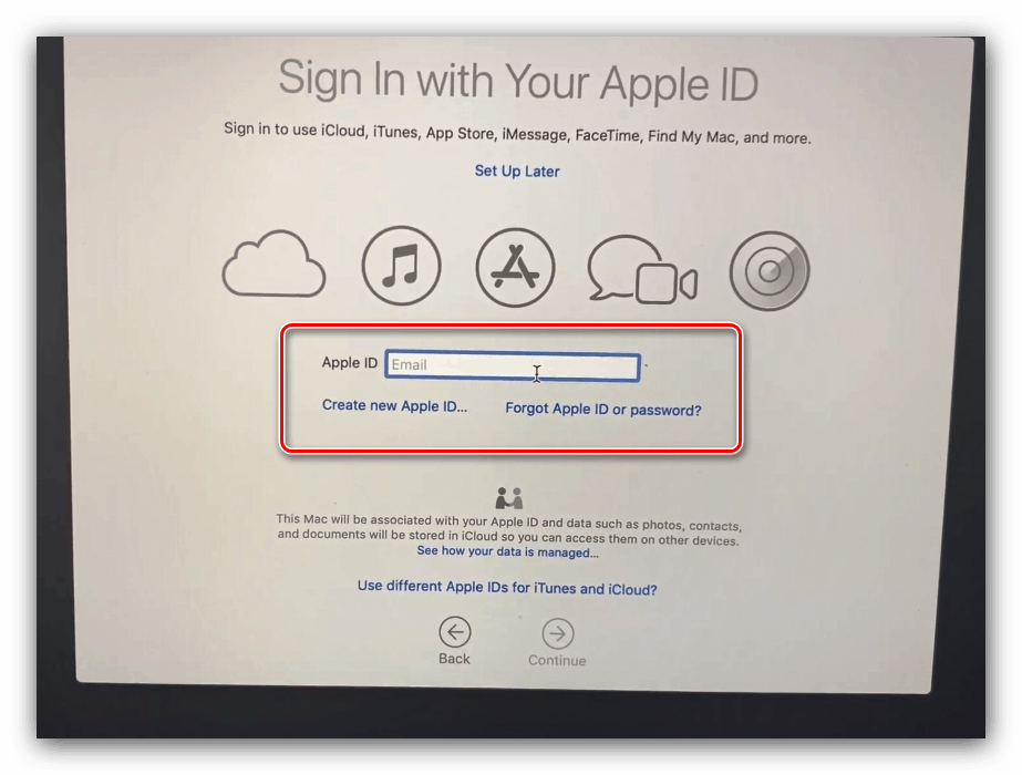 Підключення до AppleID після інсталяції macOS з флешки