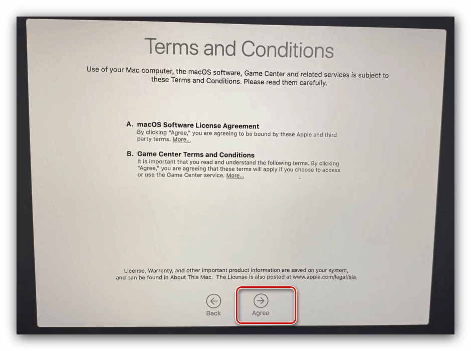 Ліцензійна угода після інсталяції macOS з флешки