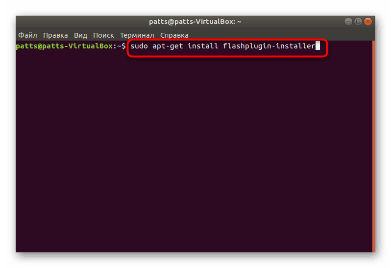 Команда для установки Flash Player з офіційного сховища Linux