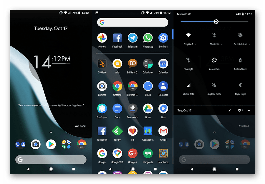 Интерфейс Android 8.1 Oreo