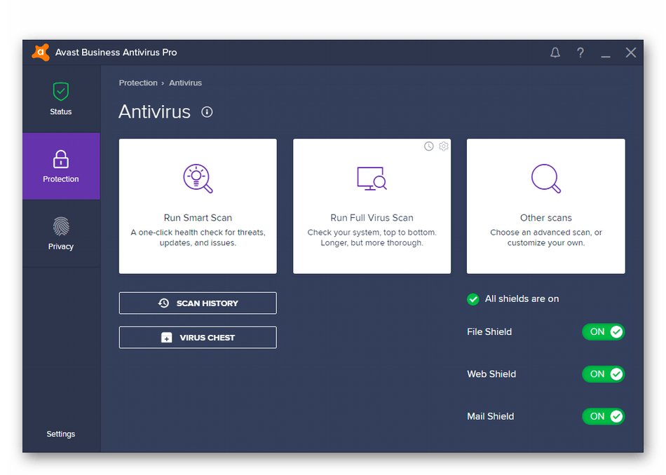 Pojav programa Avast Business Antivirus Pro