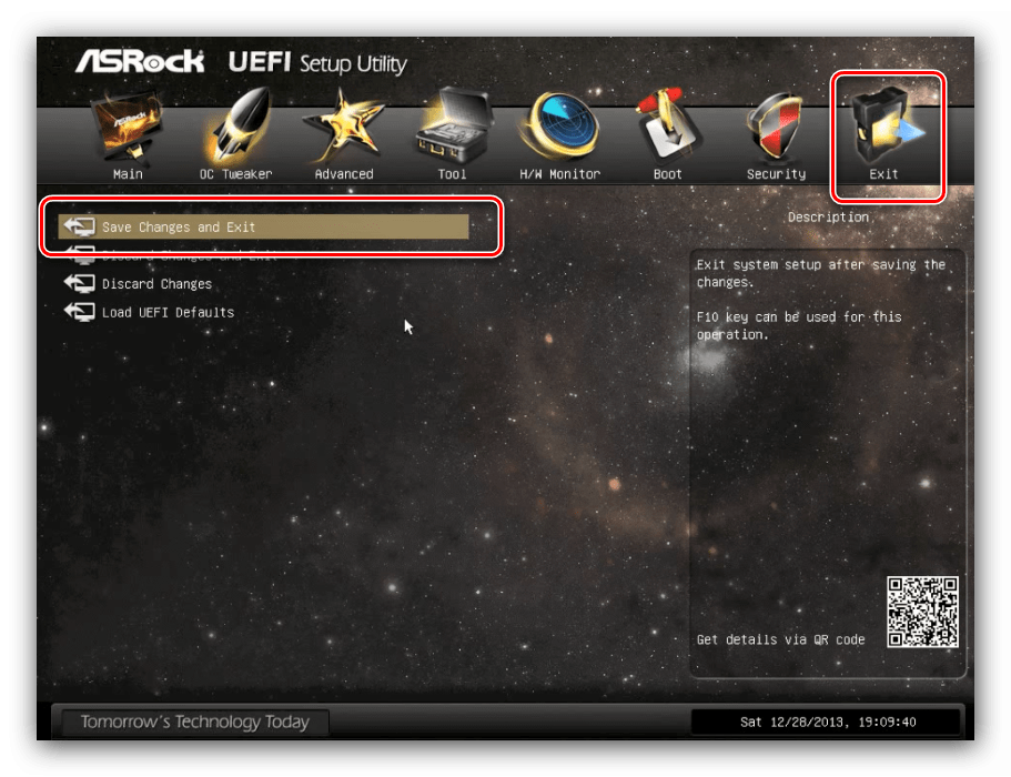 Shranjevanje nastavitev v ASRock UEFI za nastavitev pogona kot primarnega medija