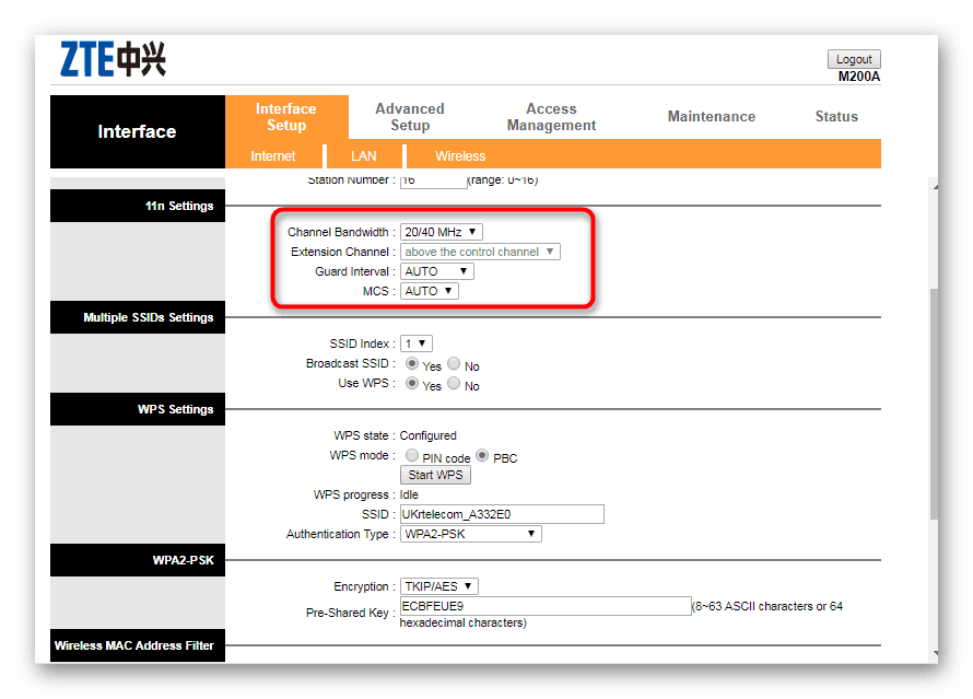 Задаване на честотата на безжичната мрежова връзка в уеб интерфейса на рутера Promsvyaz