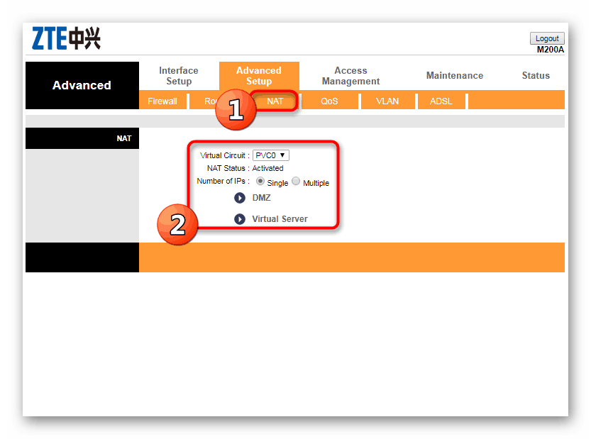 Конфигуриране на NAT технологията по време на конфигуриране на рутера Promsvyaz